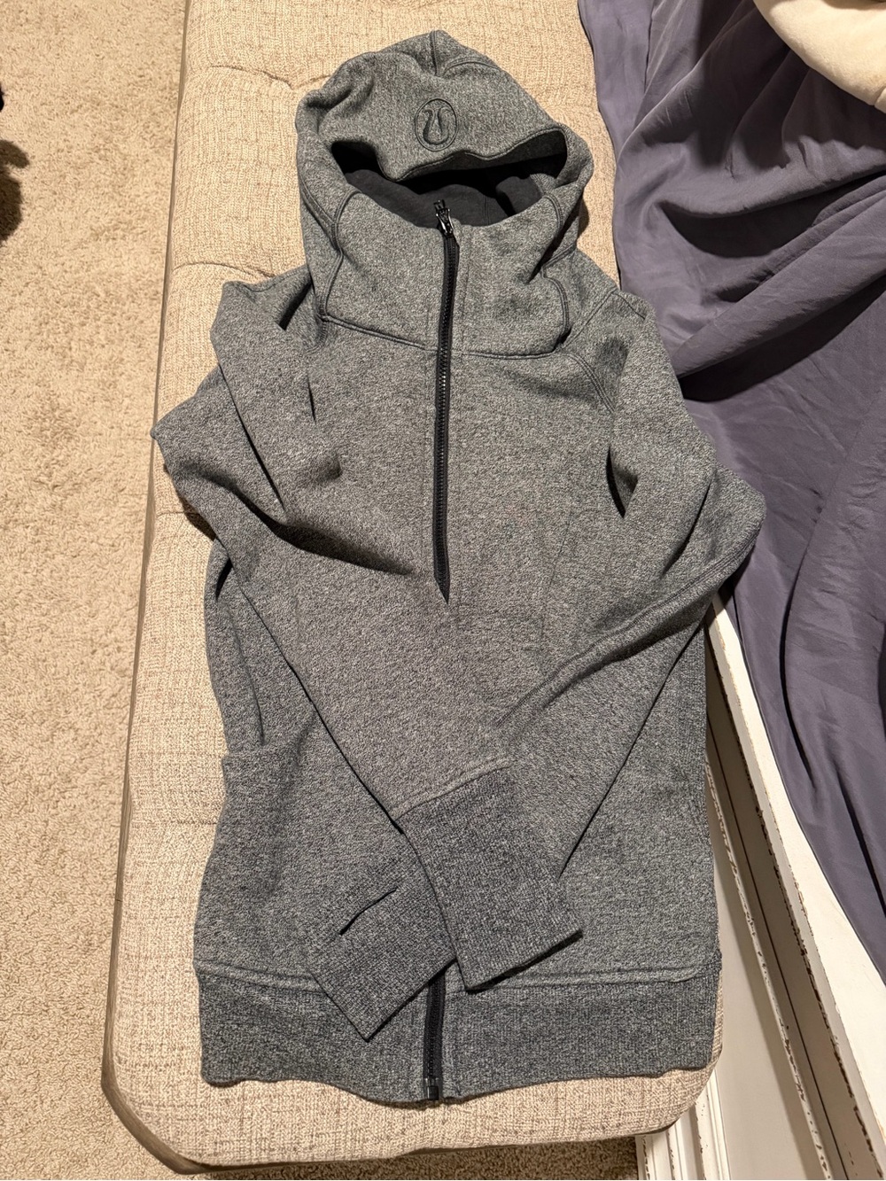 lululemon athletica Heather Gray Cowl Neck Zip Sweater